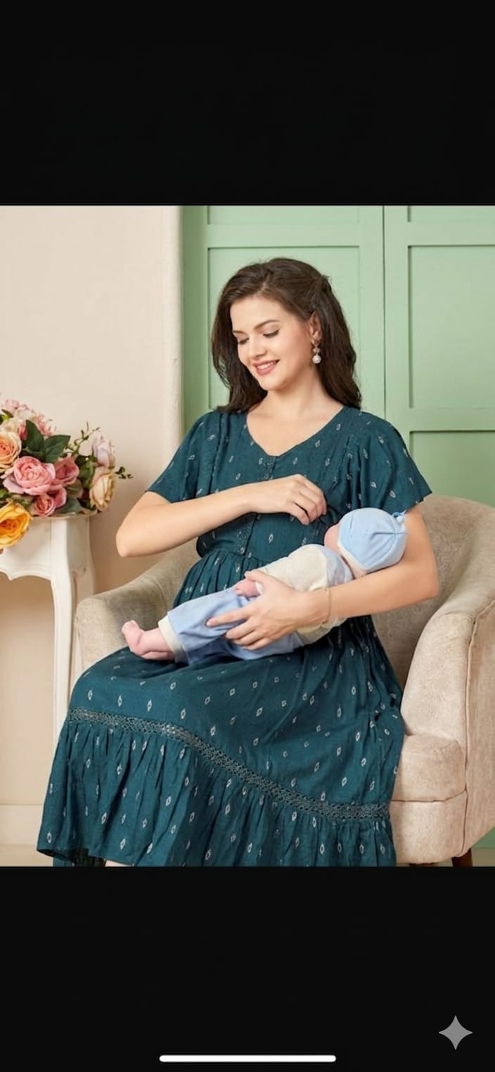Malmal Cotton Feeding Dress for maternity & nursing Pretty