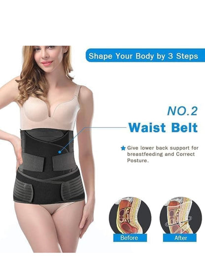 3 In 1 Postpartum Belly Band Post Pregnancy Abdominal Belt For Women After Birth Belly/Waist/Pelvis Wrap Postnatal Shapewear, (Fit from 30 Inch to 46 Inches of waist)