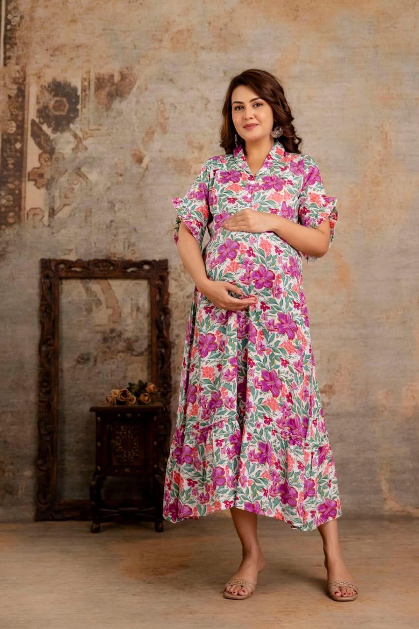 Ayunaa Cotton long style feeding gown