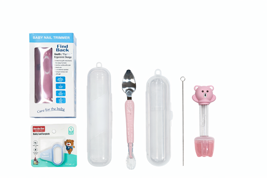 Complete Baby Care Combo 👶✨ Electric Nail Cutter • 2-in-1 Spoon • Dropper • LED Earpick