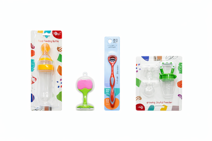 Little Bites & Bright Smiles 👶🍓 Food Feeder, Silicone Teether, Tongue Cleaner & Fruit Nibbler