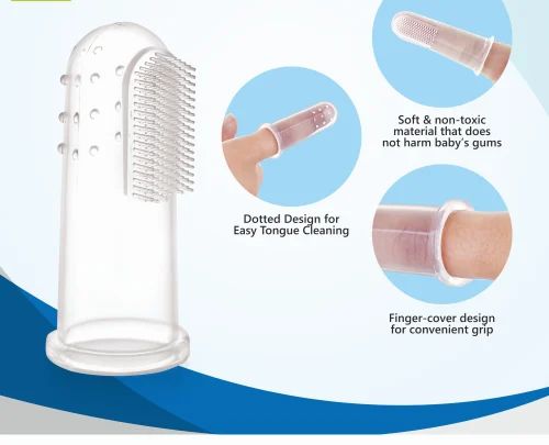 Baby Silicone Finger Toothbrush with case for Easy Cleaning, Massaging, Soft Toothbrush