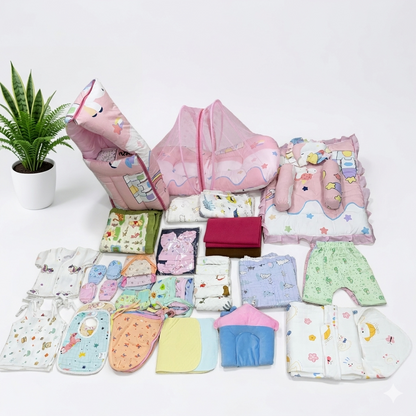55 items newborn Care Plus kit Muslin- Rainbow Print