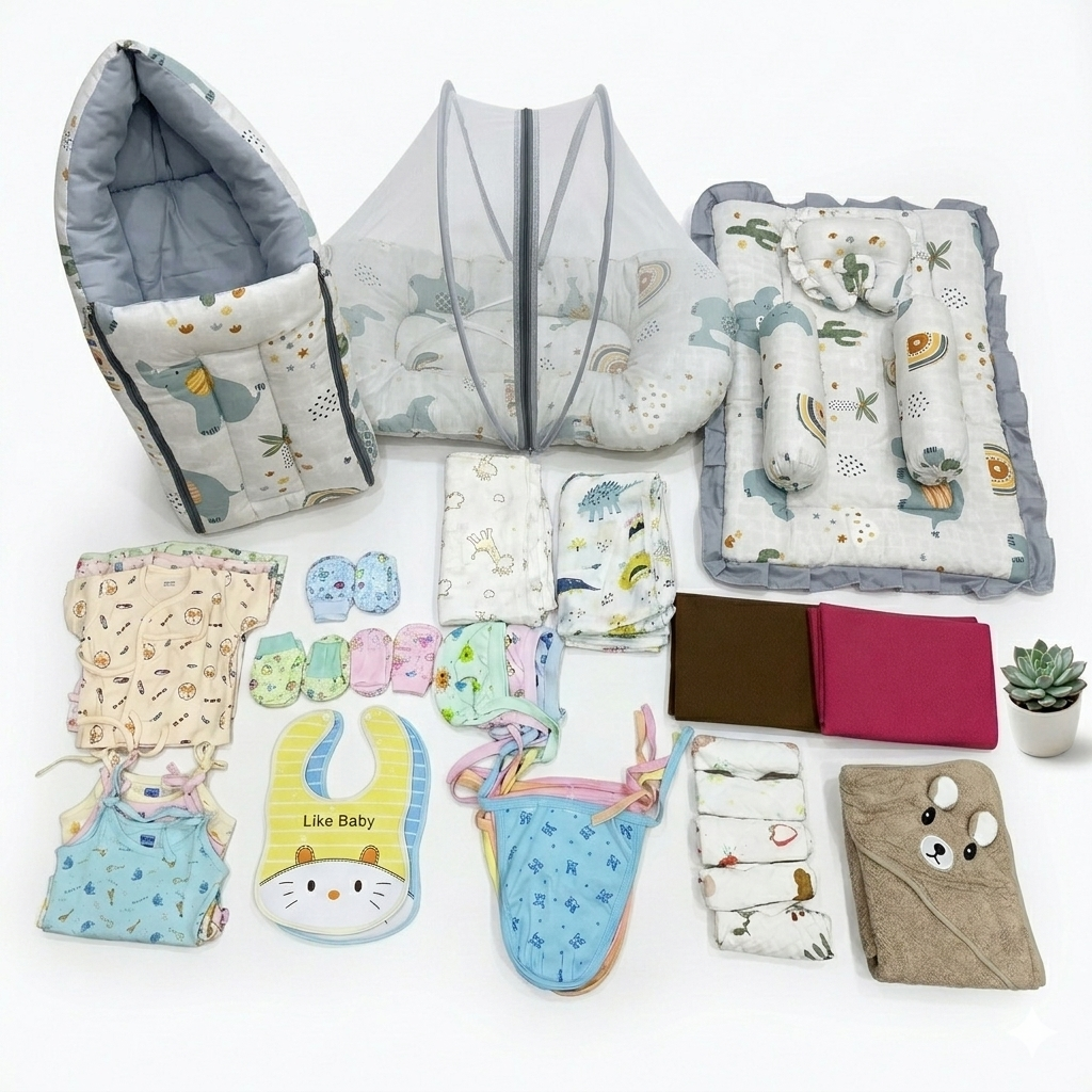 36 items Basic Plus New Born kit Hosiery Cotton Elephant