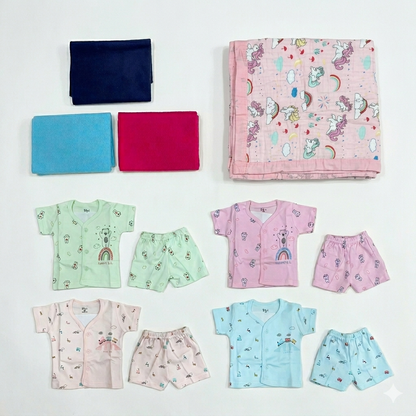 71 Items Premium Muslin Cotton New Born Kit - Elephant
