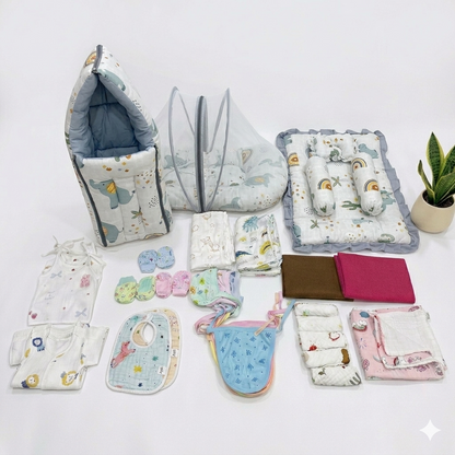 36 items Basic Plus New Born kit Muslin Cotton : Elephant