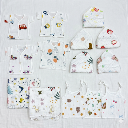 71 Items Premium Muslin Cotton New Born Kit - Elephant