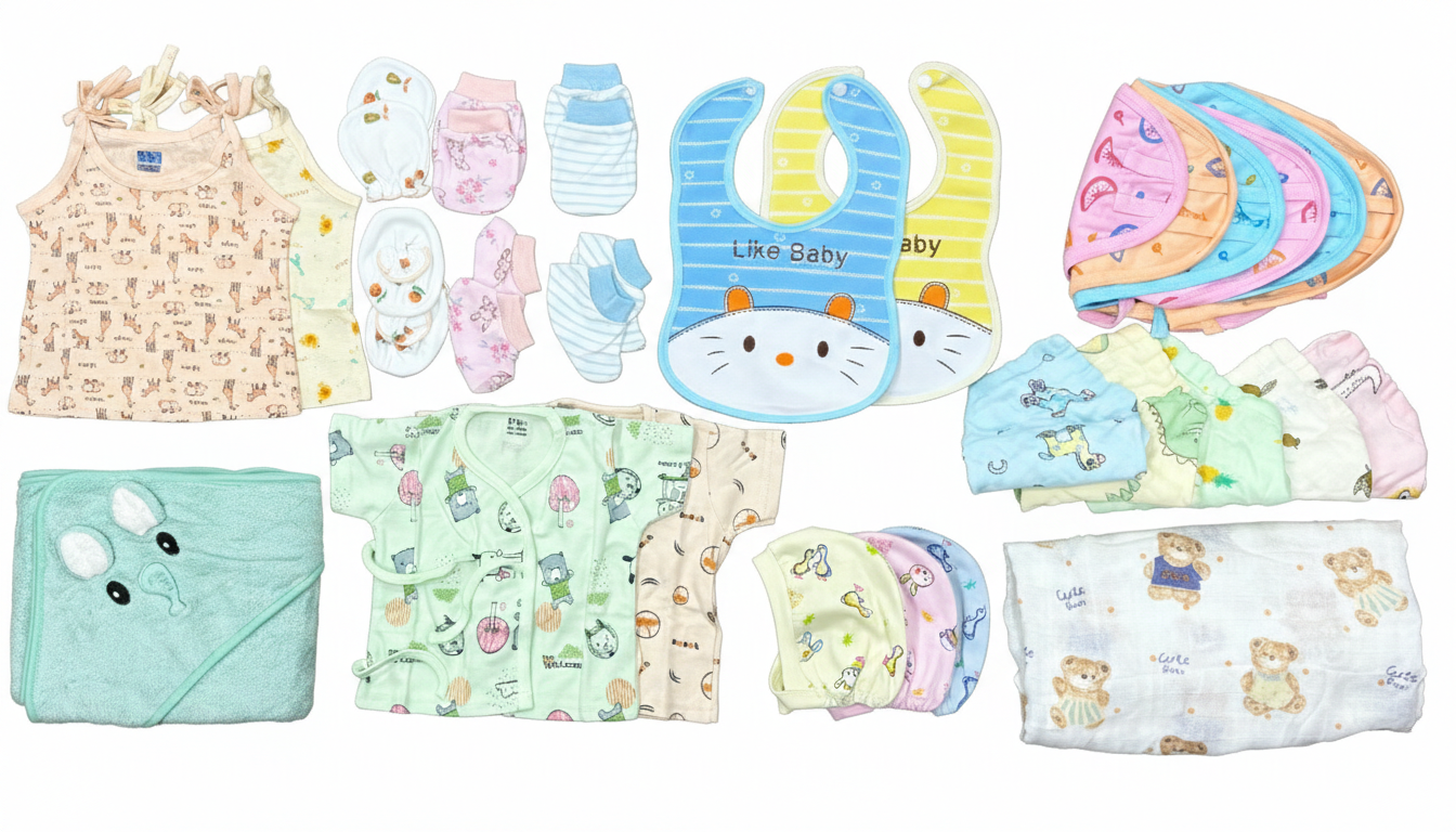 Complete Newborn Essentials Hosiery Cotton Set with Pure Comfort (28Pc)