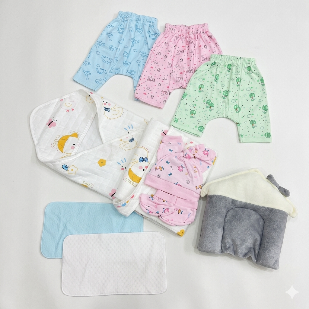 71 Items Premium Muslin Cotton New Born Kit - Elephant