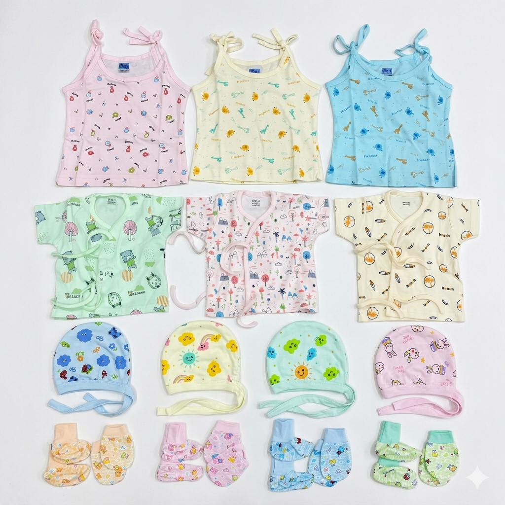 71 Items Premium Muslin Cotton New Born Kit - Elephant