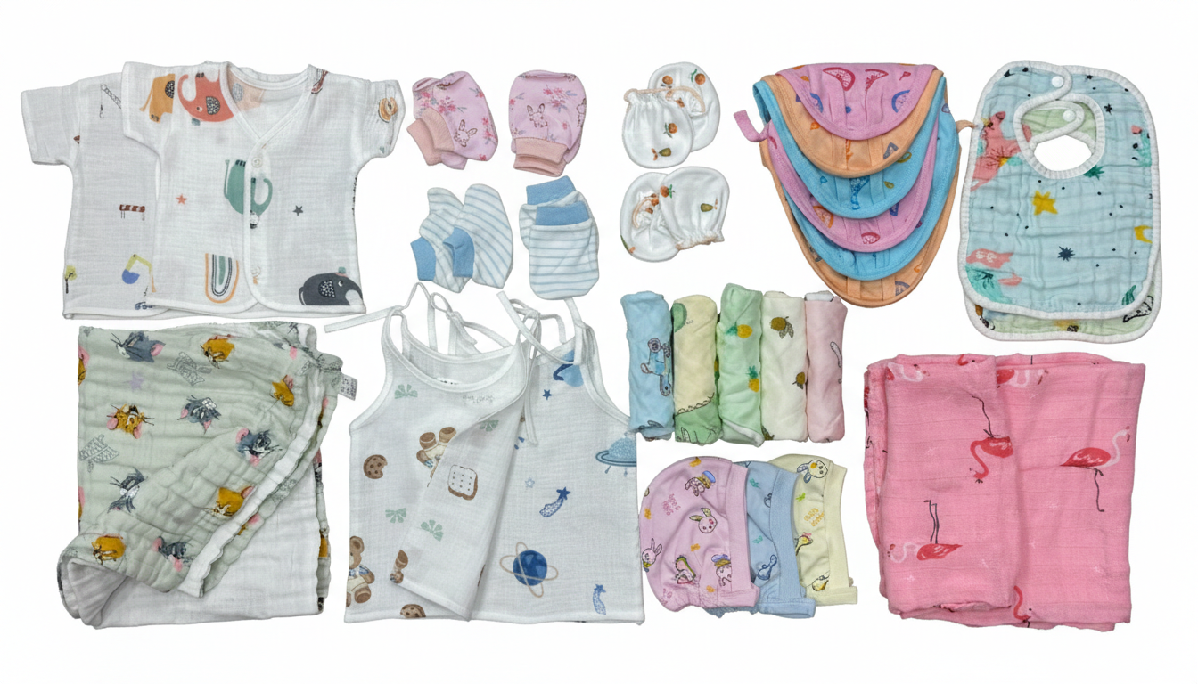 Complete Newborn Essentials Pure Muslin Set with Pure Comfort (28Pc)