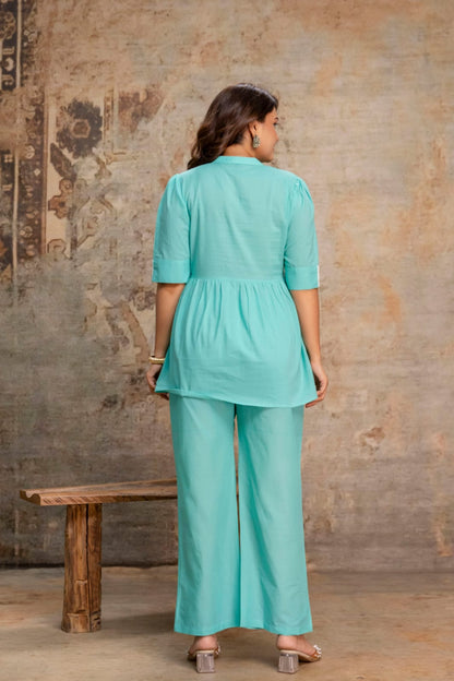 Ayunaa Women's Maternity Kurti Pant Set with Feeding Zip