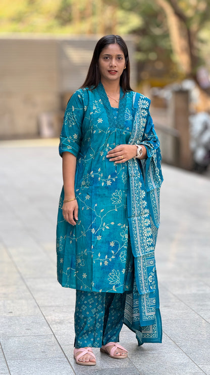 Elegant Cotton Silk Feeding Maternity Kurta set ✨
