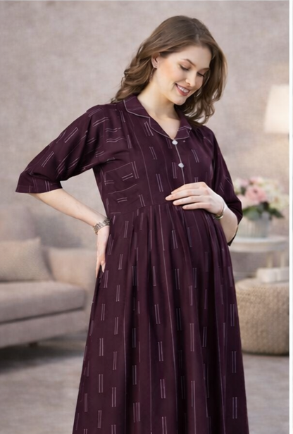 Soft malmal cotton feeding & maternity gown 🤍