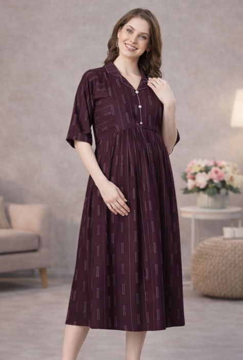 Soft malmal cotton feeding & maternity gown 🤍