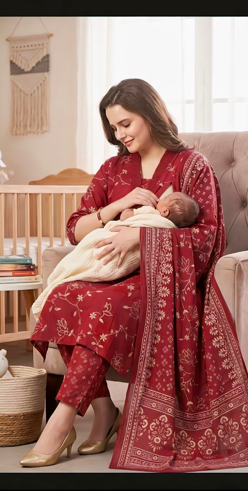 Elegant Cotton Silk Feeding Maternity Kurta set ✨