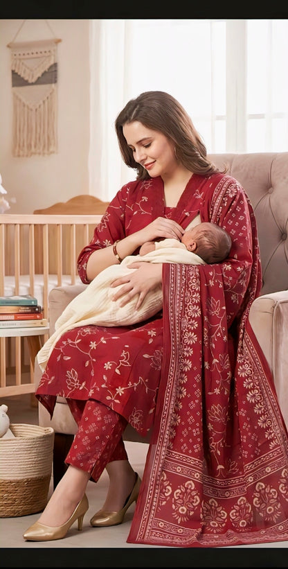 Elegant Cotton Silk Feeding Maternity Kurta set ✨