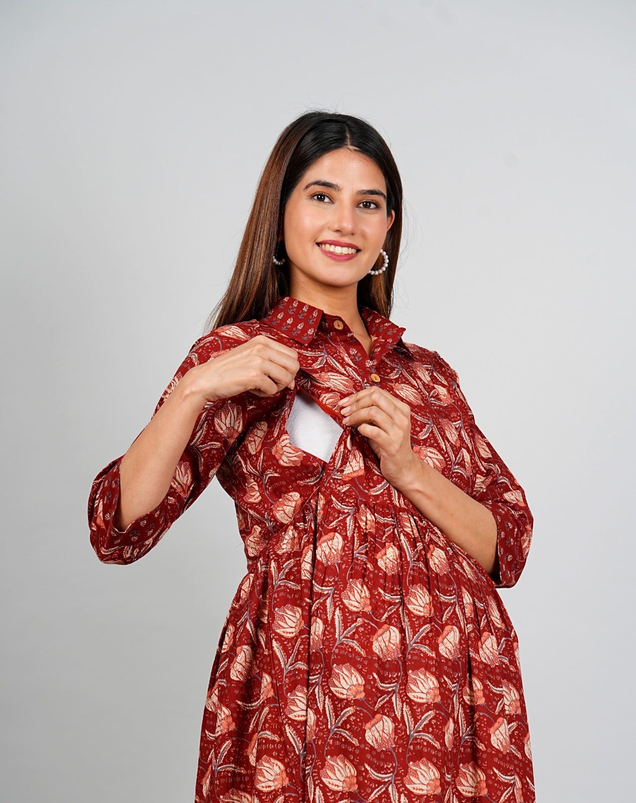 Ayunaa Cotton long style feeding gown