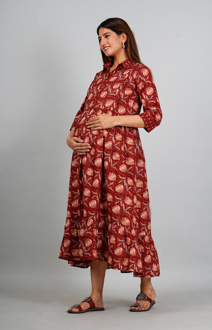 Ayunaa Cotton long style feeding gown