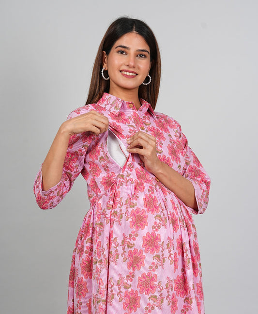 Ayunaa Cotton long style feeding gown