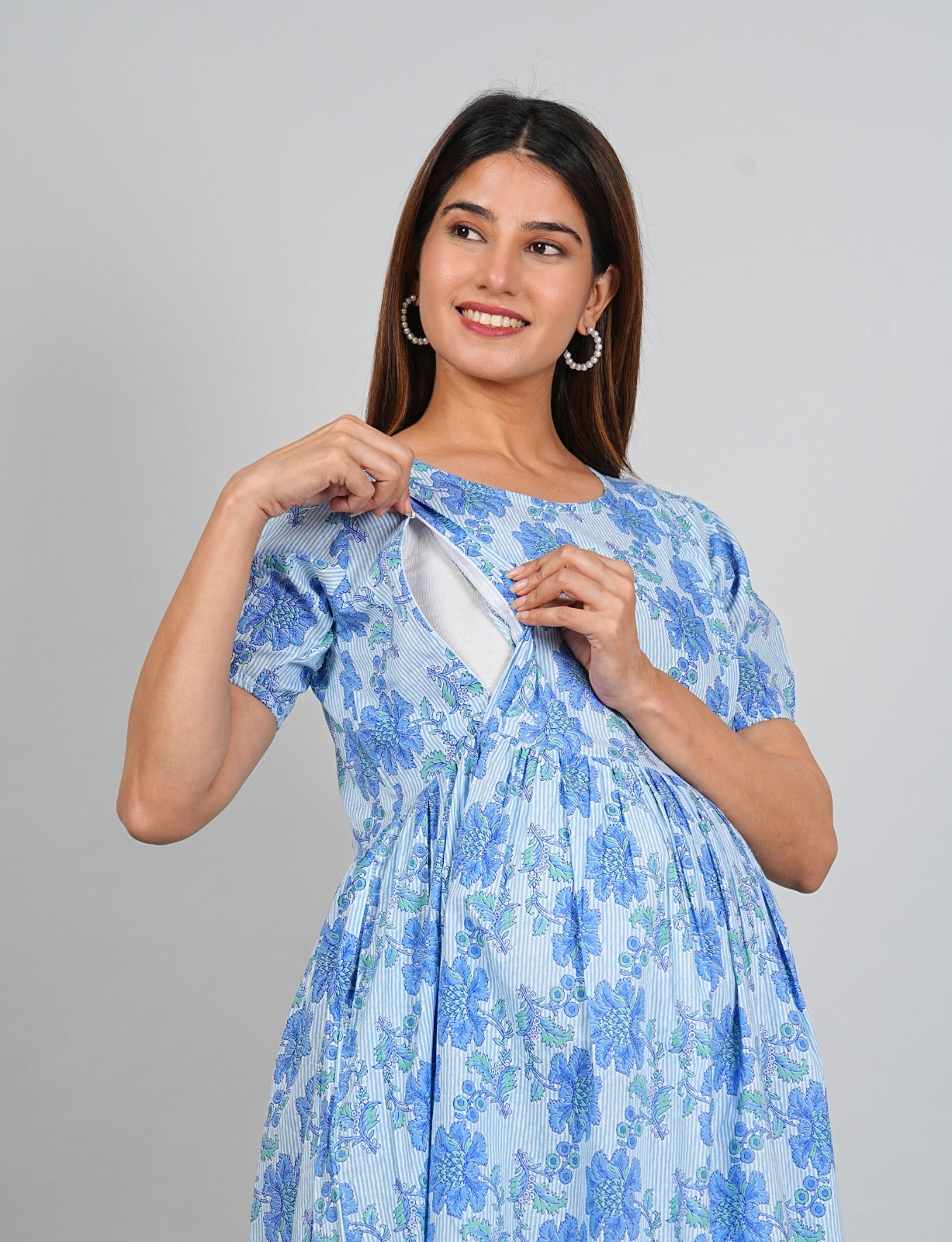 Ayunaa Cotton long style feeding gown