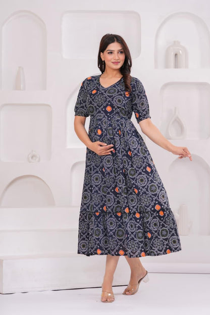 Ayunaa Cotton long style feeding gown