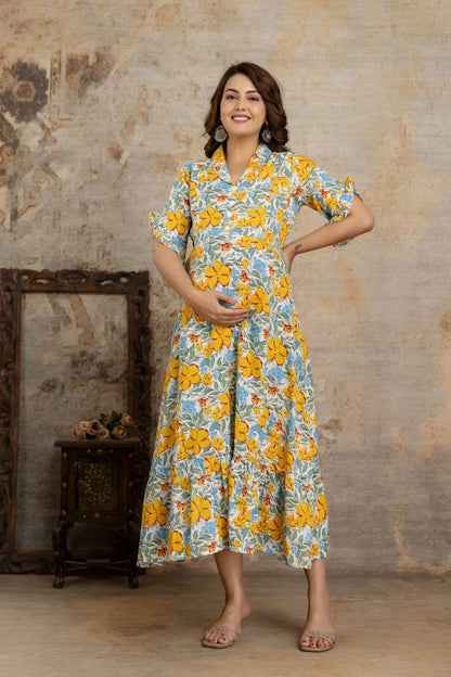 Ayunaa Cotton long style feeding gown