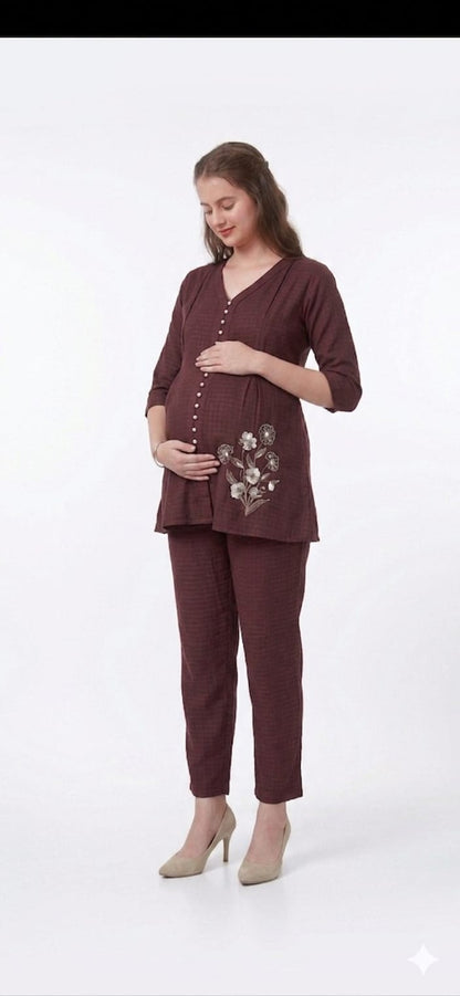 Maternity & Feeding Co-ord Set with easy feeding chains