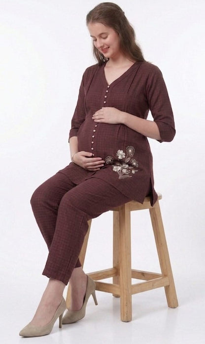 Maternity & Feeding Co-ord Set with easy feeding chains