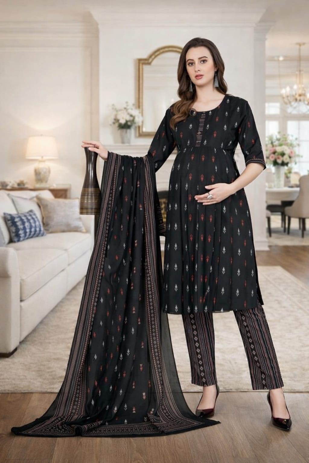 Ayunaa Maternity Kurta Pant Dupatta Set (3pc)