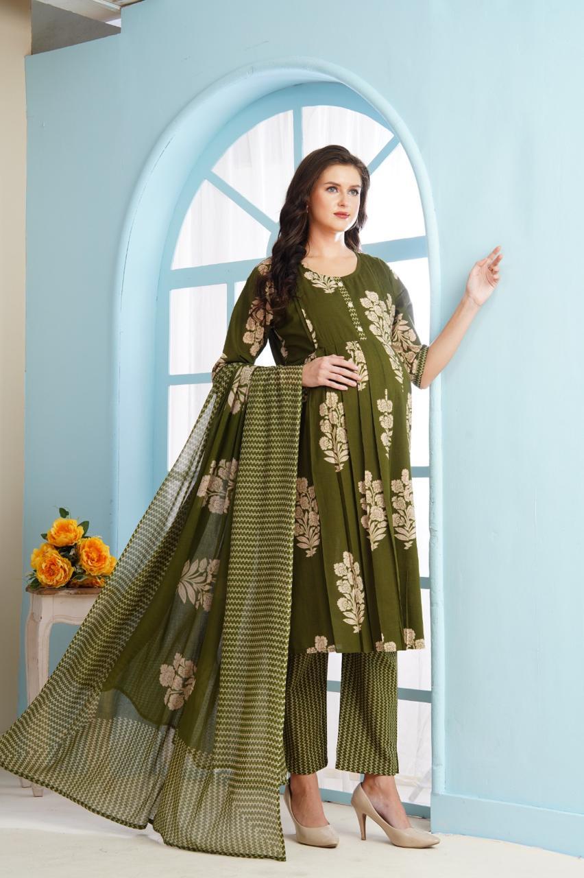 Maternity Kurta Pant Dupatta Set (3pc)