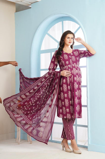 Maternity Kurta Pant Dupatta Set (3pc)