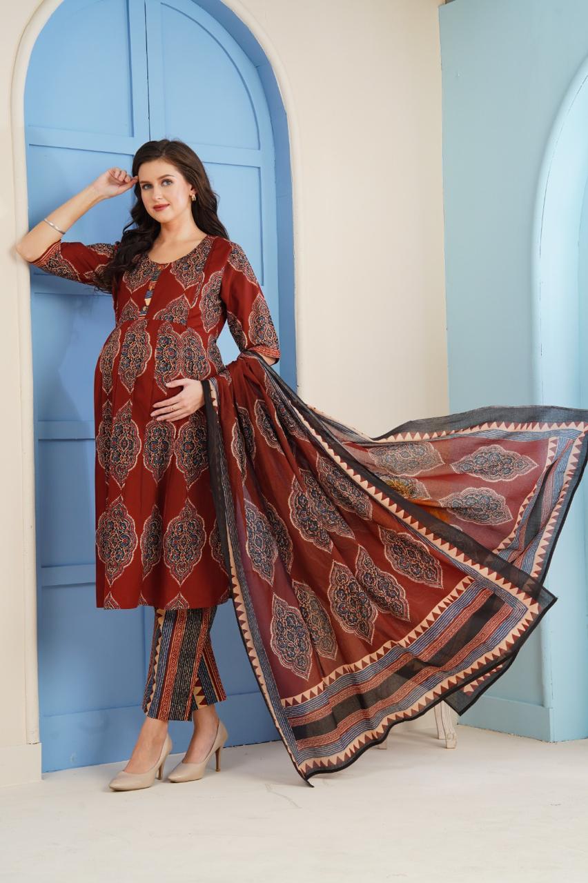 Maternity Kurta Pant Dupatta Set (3pc)