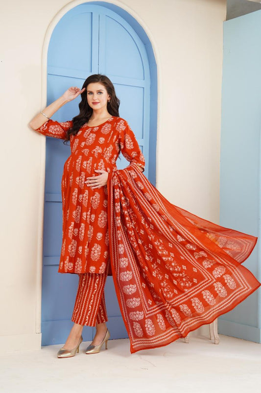 Maternity Kurta Pant Dupatta Set (3pc)