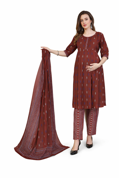 Ayunaa Maternity Kurta Pant Dupatta Set (3pc)